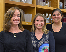 The Scripps Research Institute’s Assistant Professor Katja Lamia, Research Associate Anne-Laure Huber and Graduate Student Stephanie Papp (left to right) were key authors of the new study.