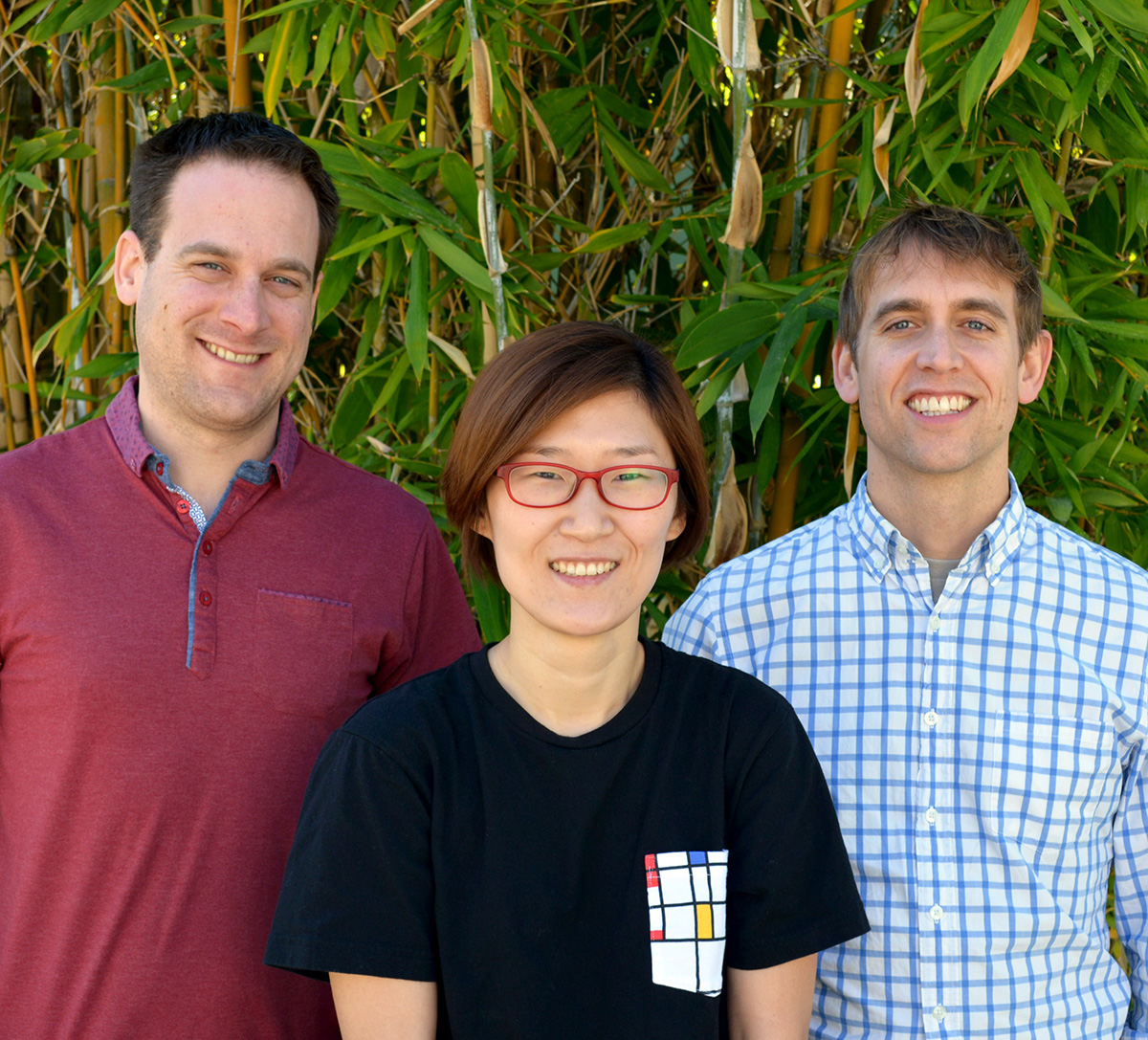 Authors of the new study included (left to right) Senior Research Associate Gabriel Ozorowski, Graduate Student Jeong Hyun Lee and Associate Professor Andrew Ward.