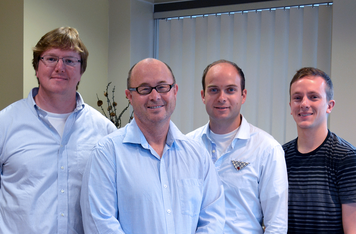 Authors of the new </em>eLife <em>study include (left to right) Luke Wiseman, Jeffery Kelly, Lars Plate and Ryan Paxman of The Scripps Research Institute.